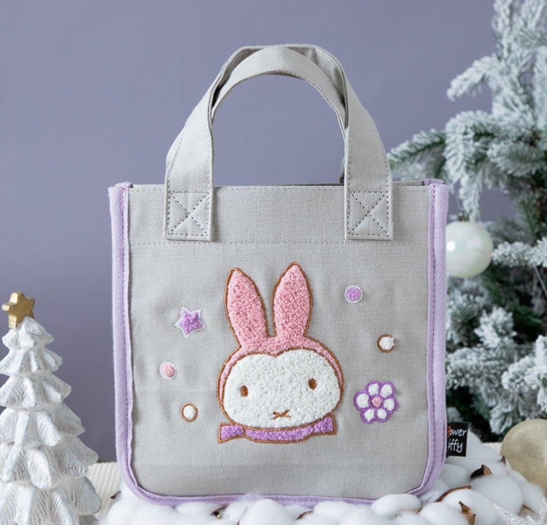 【新品、本物、当店在庫だから安心】 Flower Miffy ほわもこサガラ刺繍スクエアミニトートバッグ バッグ