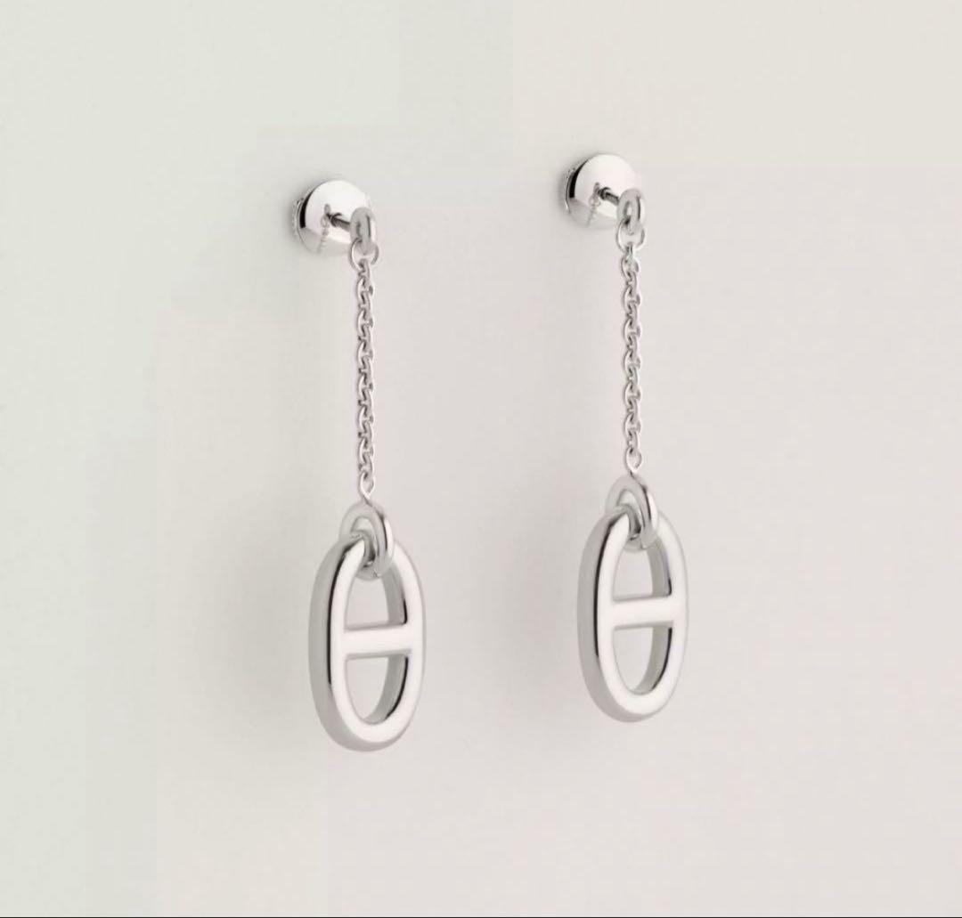 【国内入手困難・希少品】★HERMES★ファランドール ピアス MM HERMES - 新品未使用 希少HERMES シルバー ファランドール
