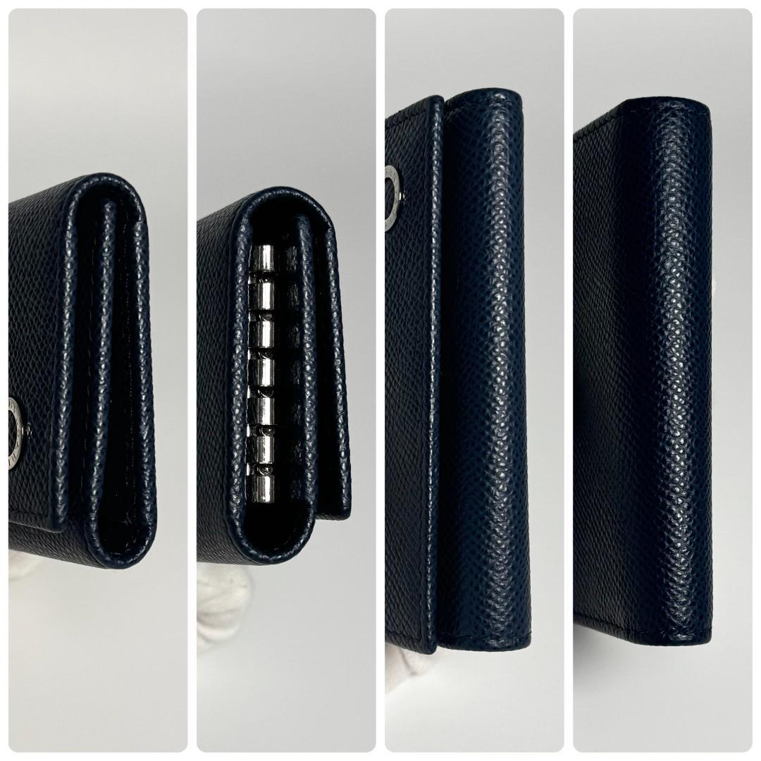 ICチップ BVLGARI ブルガリ 6連キーケース デニム サファイア レザー