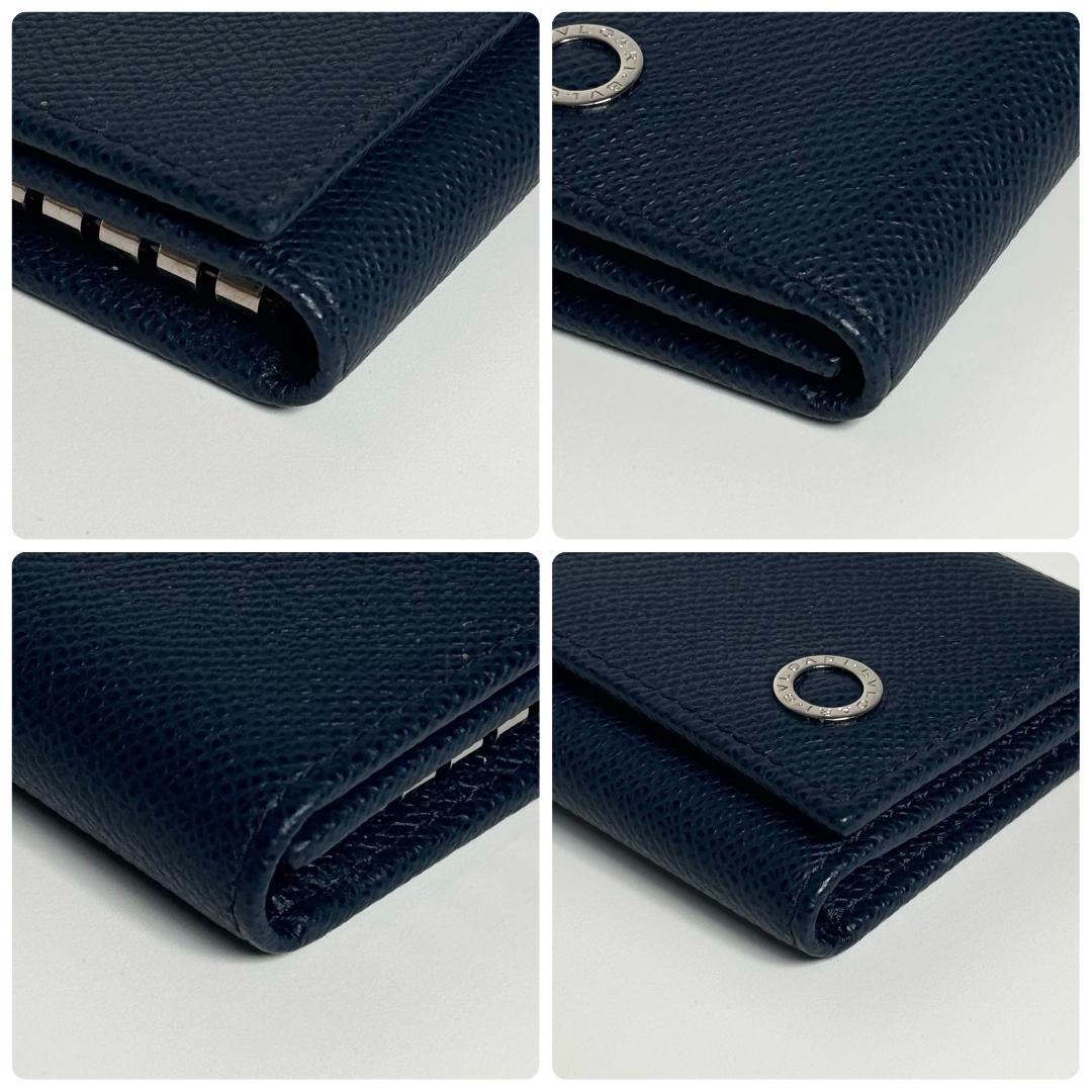 ICチップ BVLGARI ブルガリ 6連キーケース デニム サファイア レザー