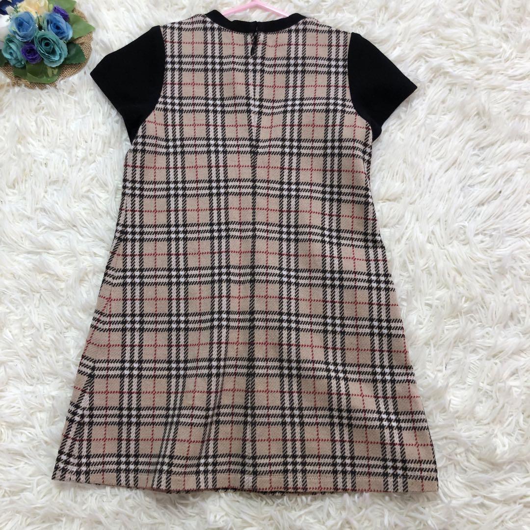 美品✨バーバリーロンドン　110 ワンピース 　シルバーボタン　ノバチェック
