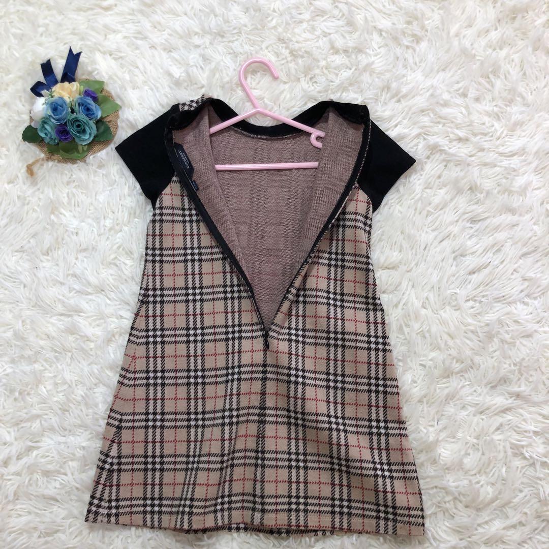 美品✨バーバリーロンドン　110 ワンピース 　シルバーボタン　ノバチェック