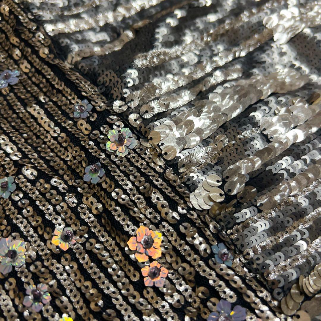 新品 ZARA 総スパンコール シャンパンゴールド ブロンズ ミニ