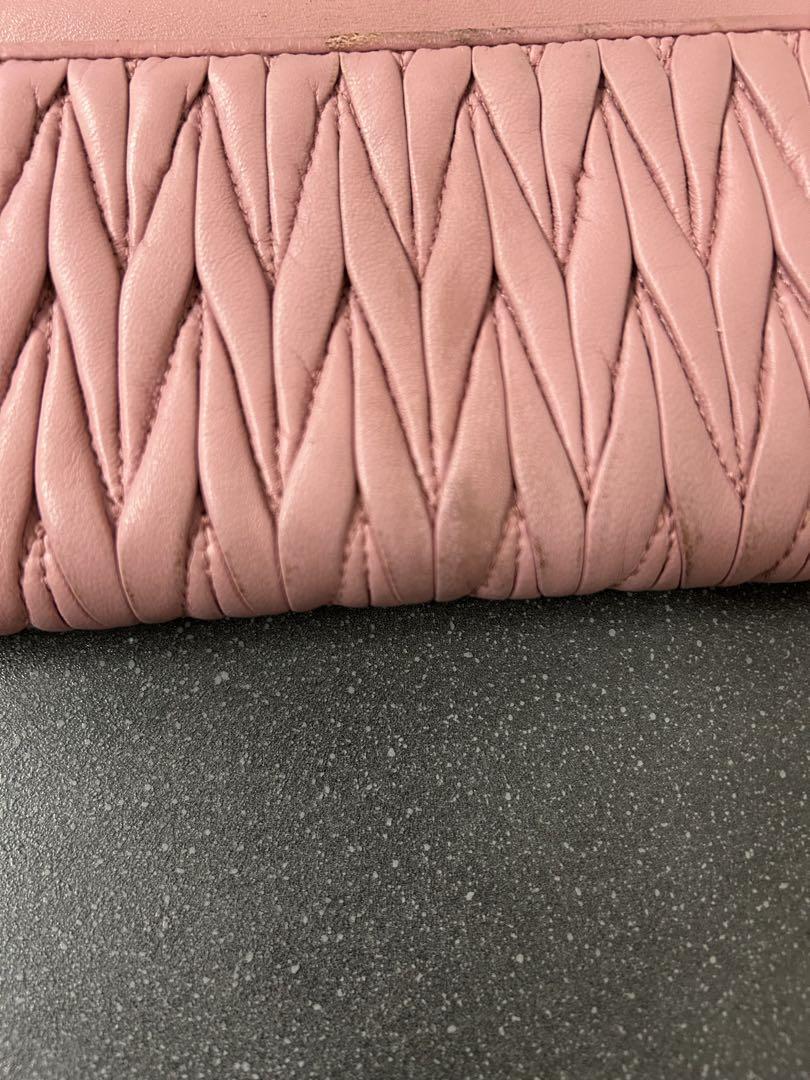 MIU MIU 長財布 マテラッセ ビジュー ピンク 革