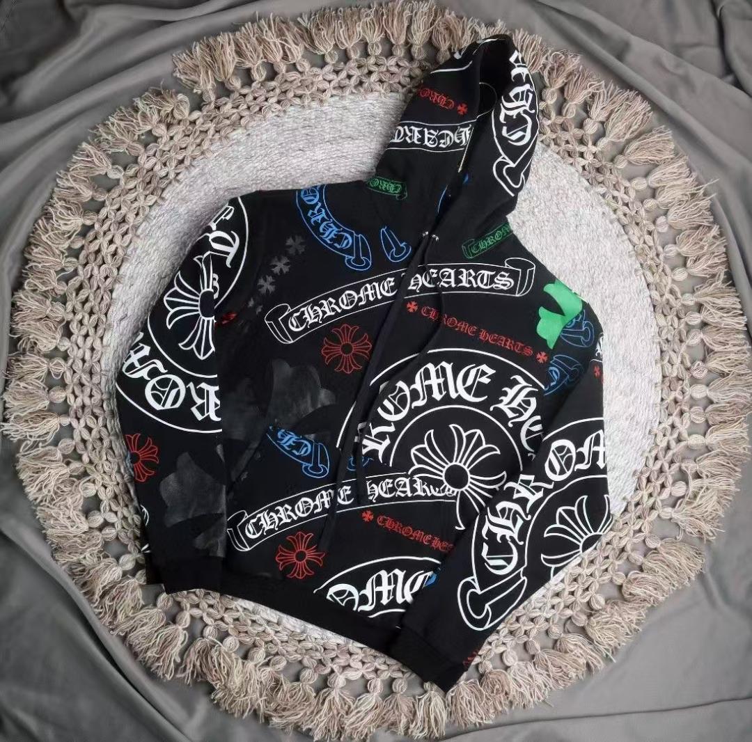 【CHROME HEARTS】STENCIL HOODIE マルチカラー Chrome Hearts White Multicolor Stencil Hoodie – Savonches