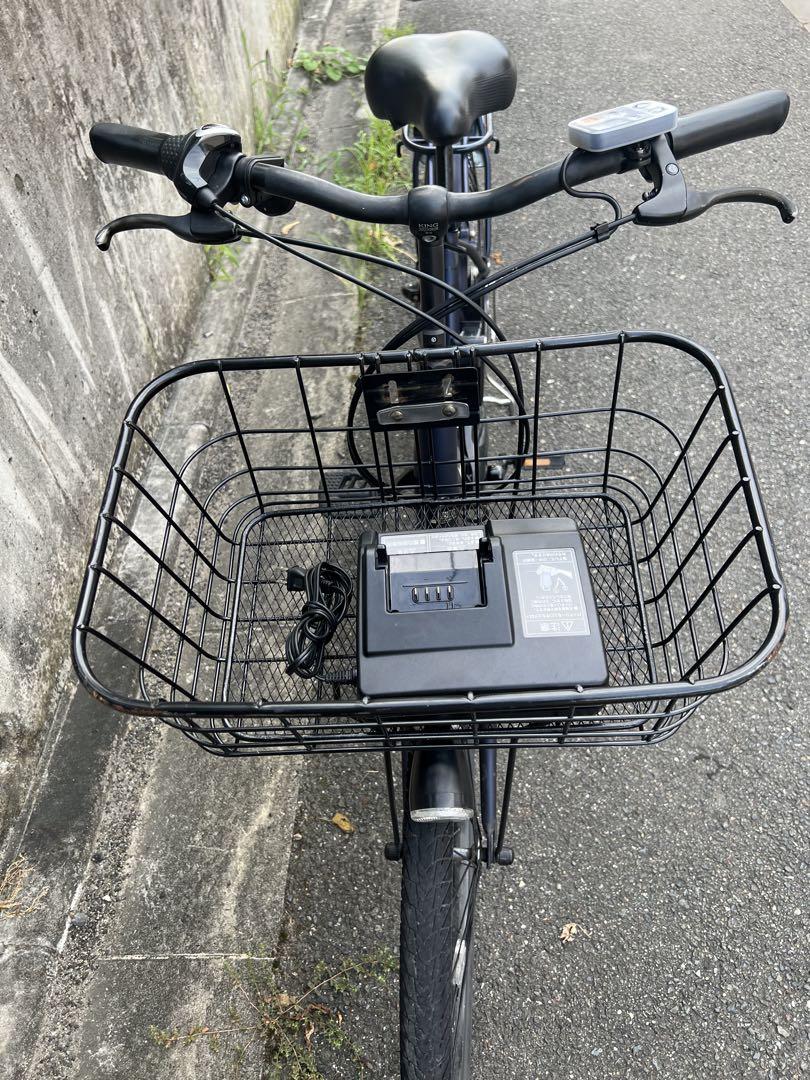 電動アシスト自転車 ネイビー バスケット付きバッテリー16ah 電動アシスト自転車 PAS With 26インチ マットスモーキーブルー