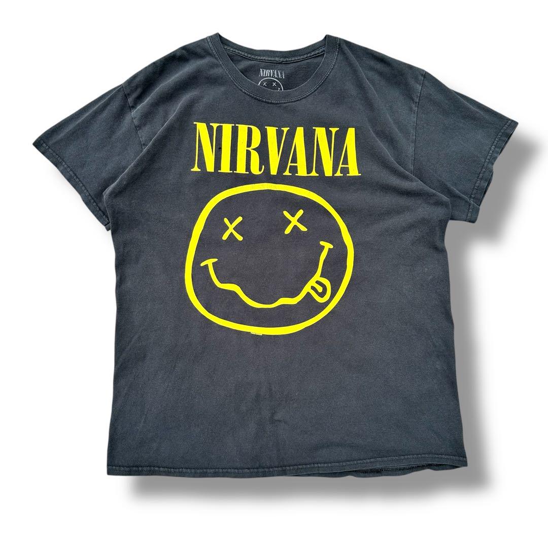NIRVANA スミルースマイル Tシャツ Lサイズ ブラック襤褸ヴィンテージ風