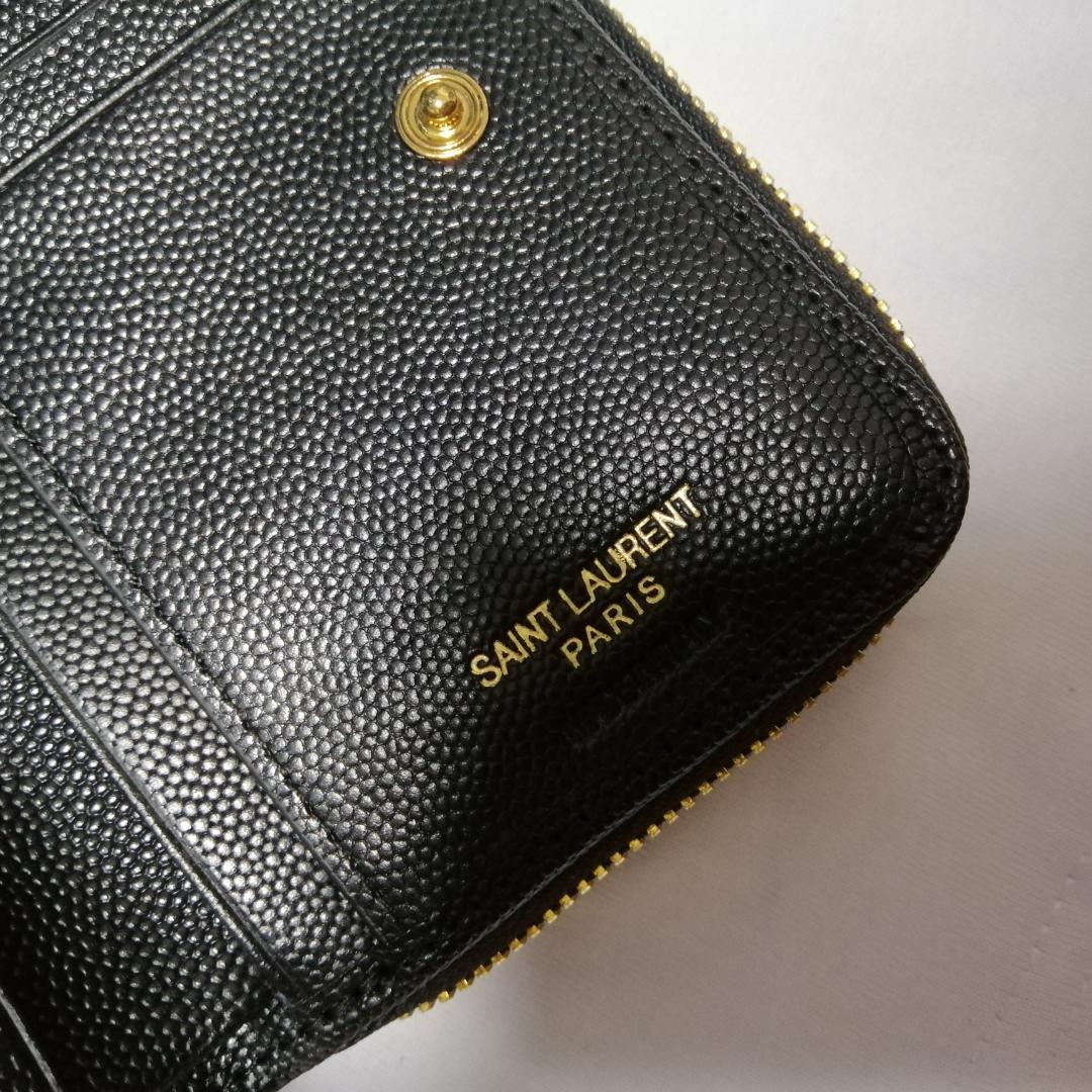 送料無料低価 美品 便利素敵 サンローラン折り財布 ブラック 金ロゴ SN8wX-m71761946403 安い新品