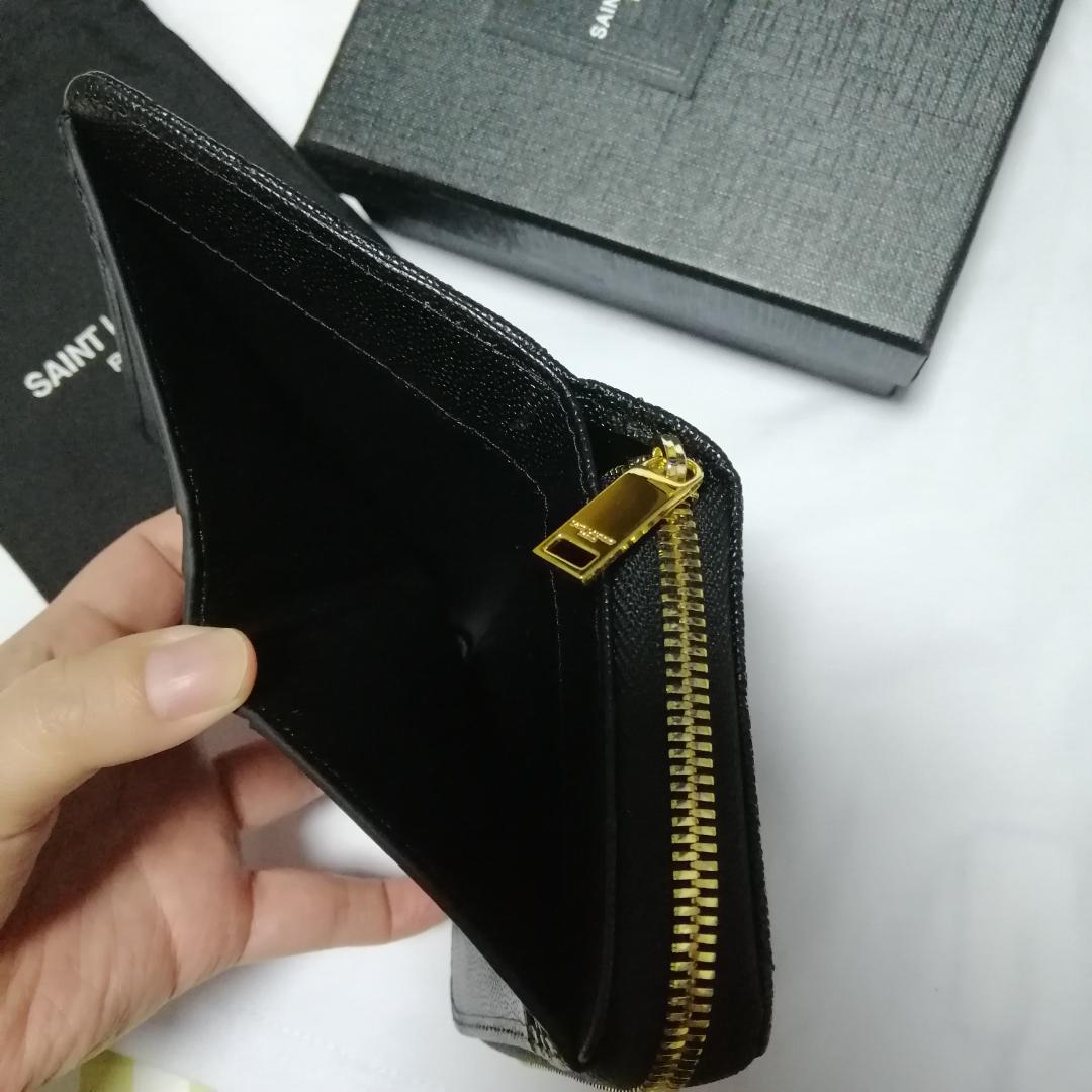 送料無料低価 美品 便利素敵 サンローラン折り財布 ブラック 金ロゴ SN8wX-m71761946403 安い新品