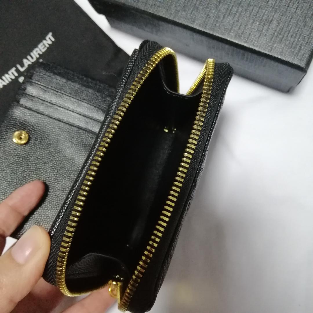 送料無料低価 美品 便利素敵 サンローラン折り財布 ブラック 金ロゴ SN8wX-m71761946403 安い新品
