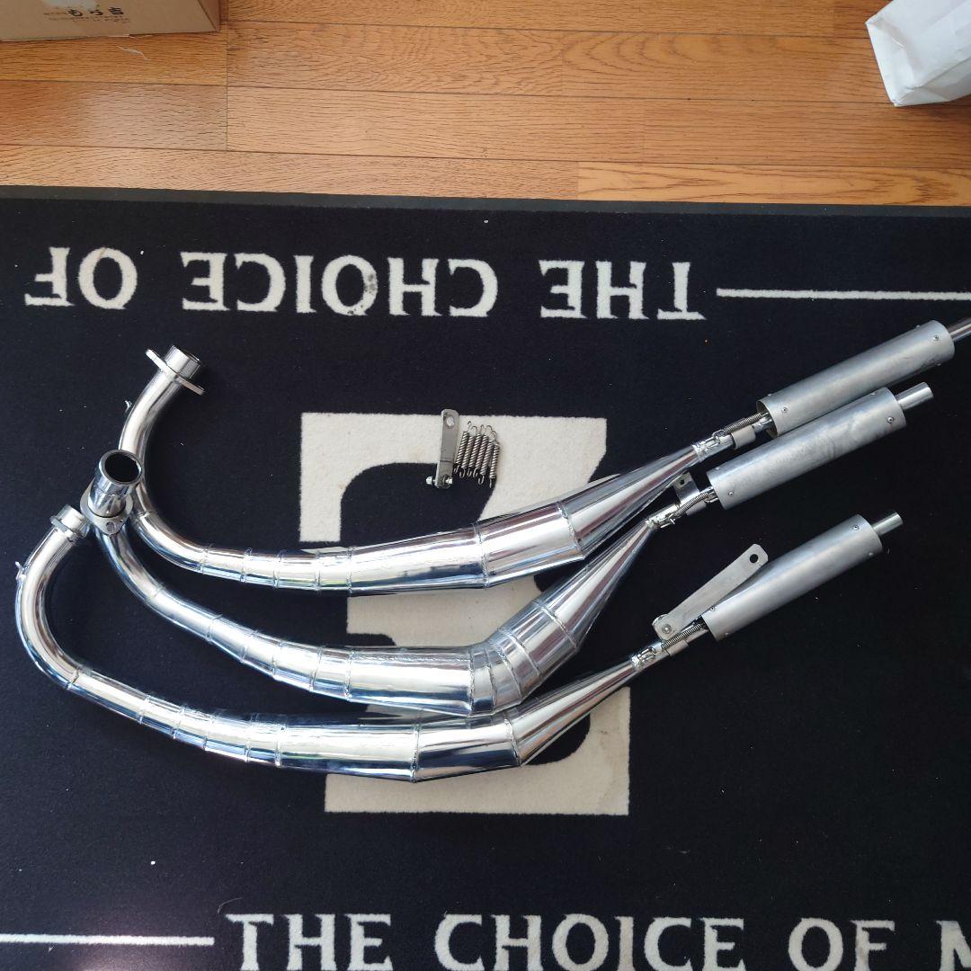 初期型350SS .KH250. ゼンシン特注爆竹右出し3本チャンバー