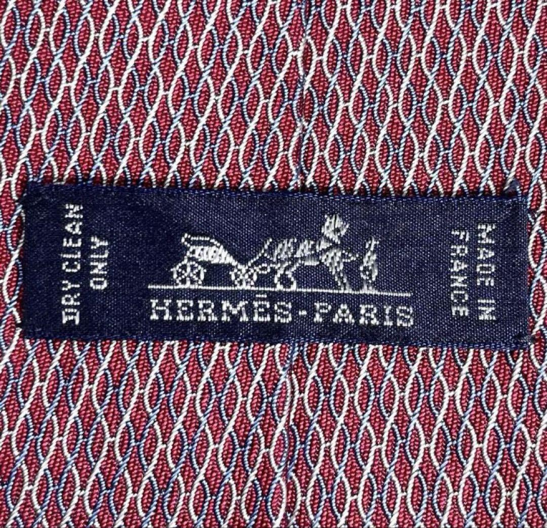 HERMES エルメス ネクタイ ファソネH H柄 馬車 シルク100% レッド