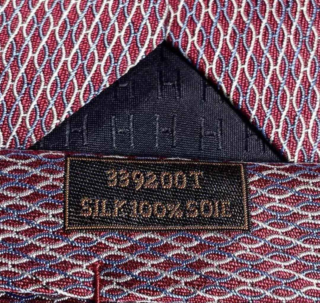 HERMES エルメス ネクタイ ファソネH H柄 馬車 シルク100% レッド