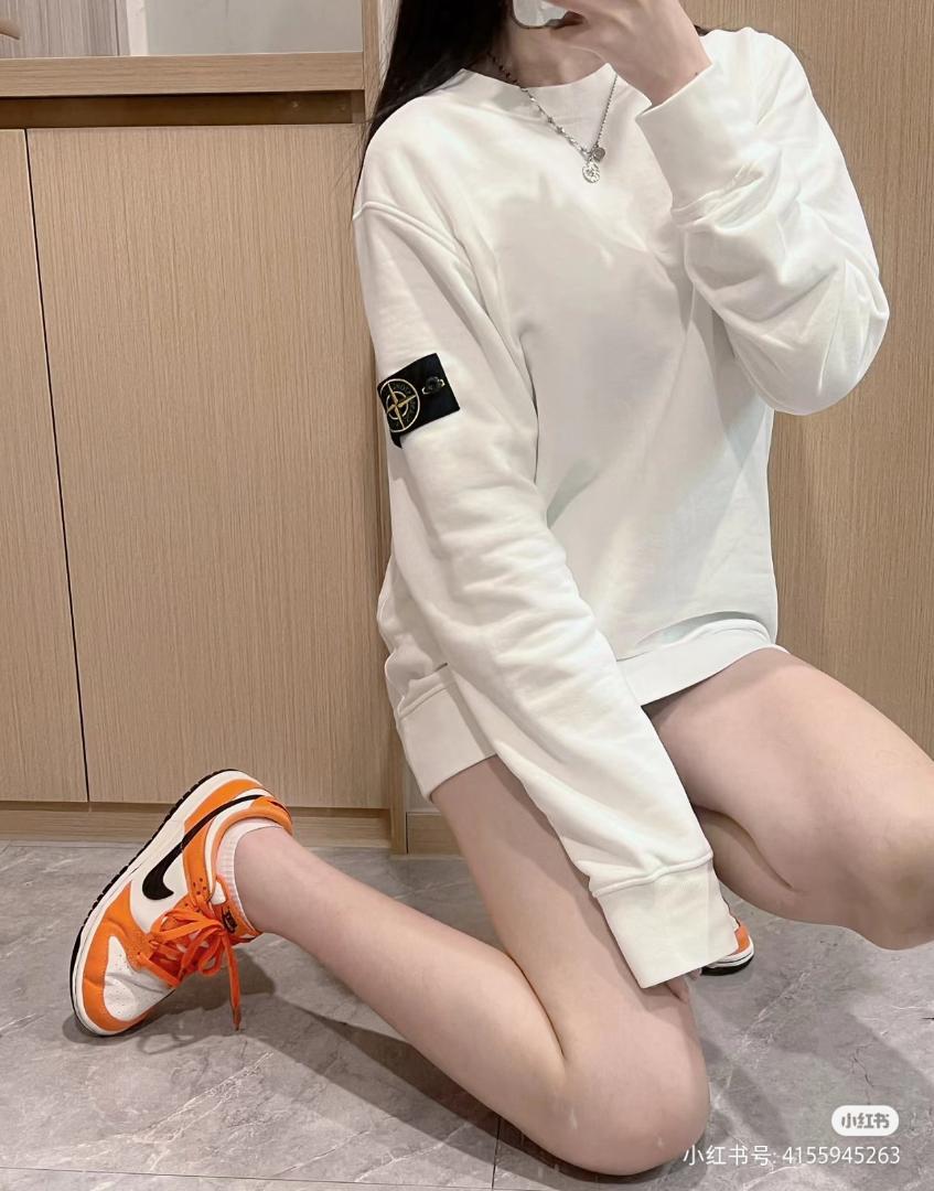 トレーナーストーンアイランド stone island 裏起毛 厚手 白L