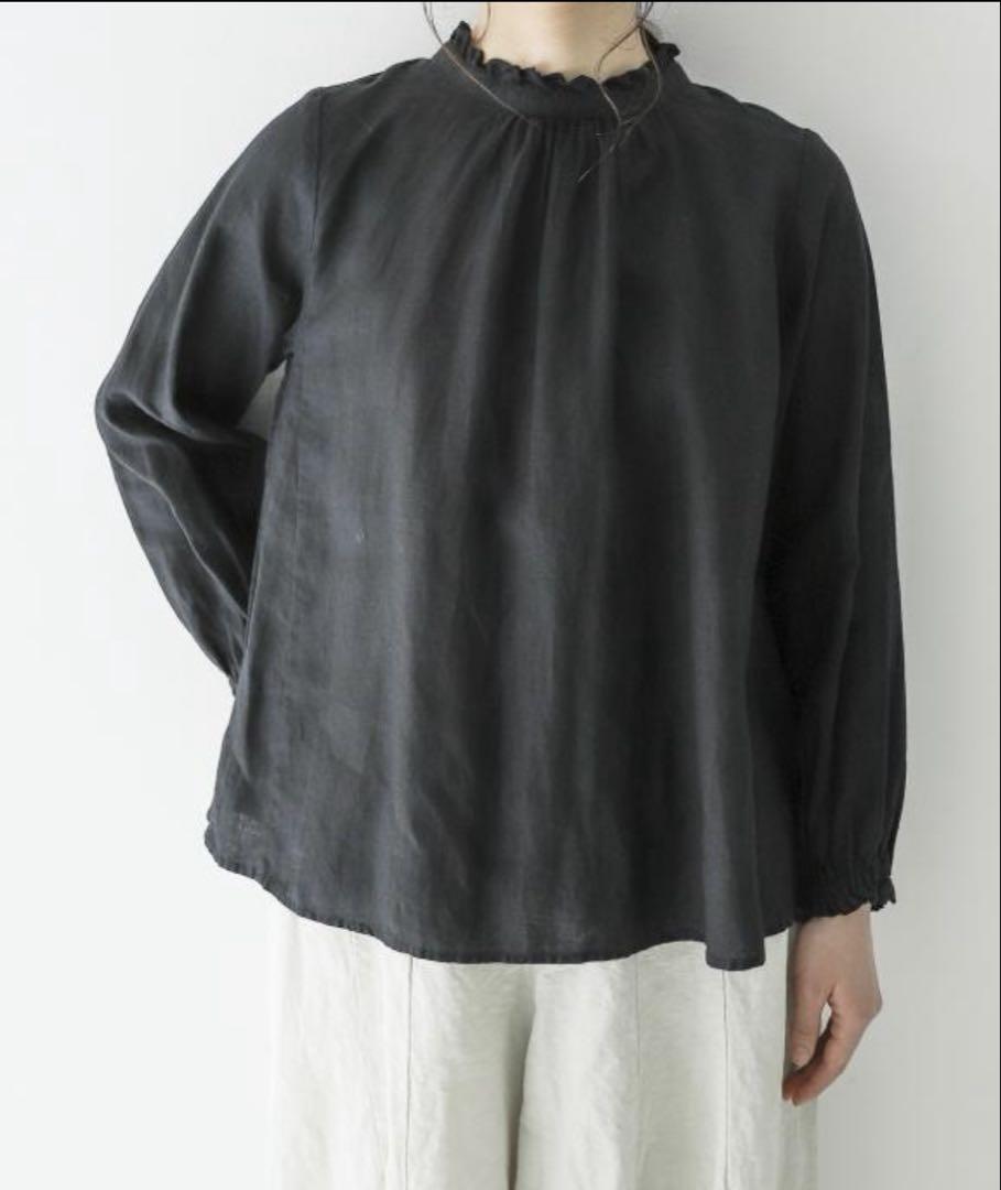 美品＊nestRobe リネン スタンドフリルブラウス 2way 黒 ブラック nest Robe リネンスタンドフリルブラウス ブラック F - メルカリ