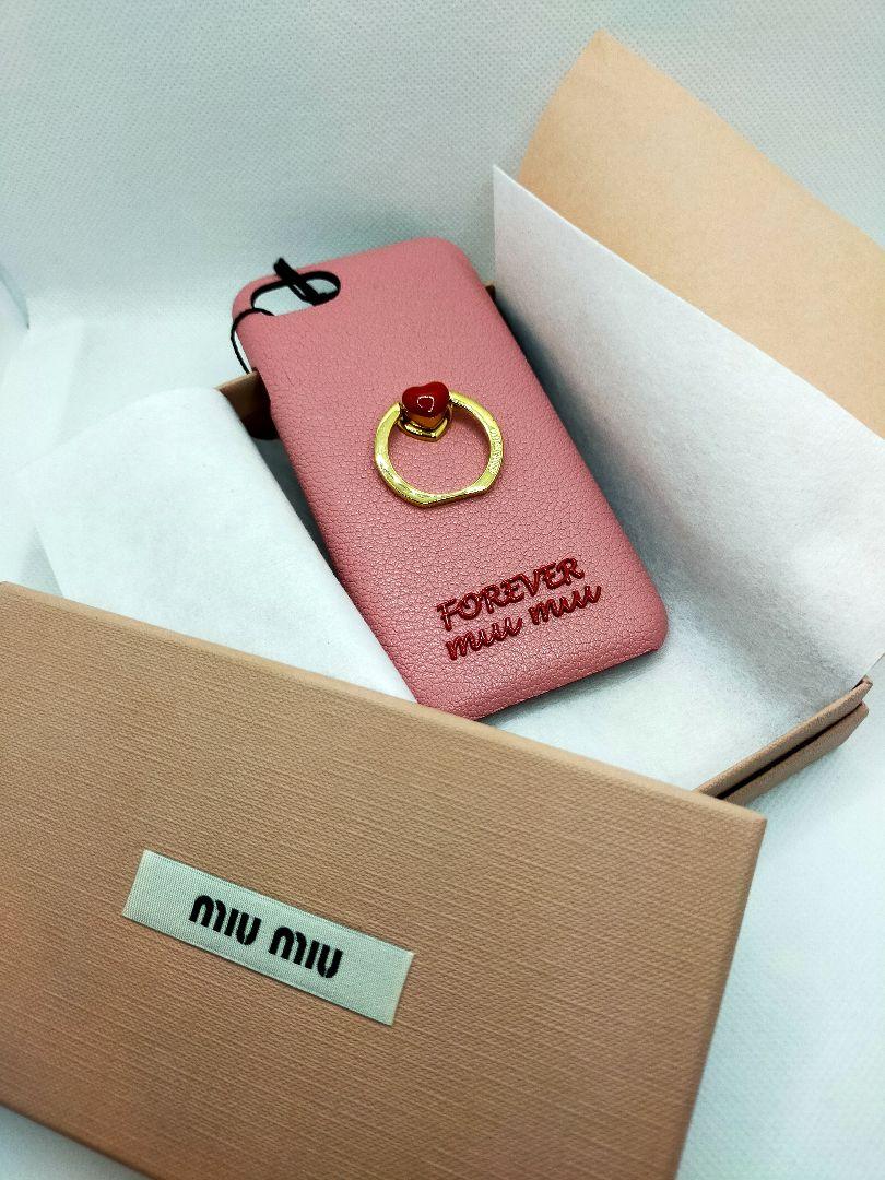 新品未使用】 iPhoneケース 7/8/SE miumiu スマホリング付