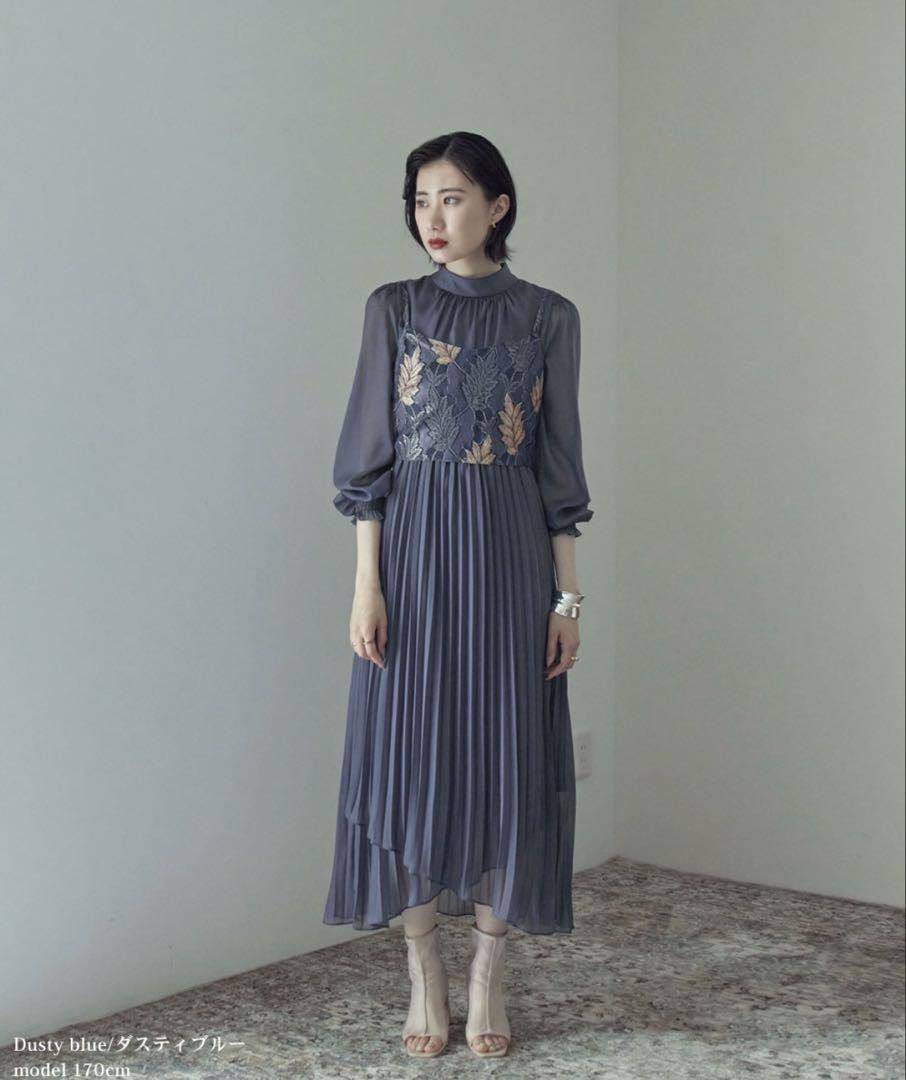 【etoll. 】レースビスチェ×ボトルネックプリーツワンピ ワンピース ドレス