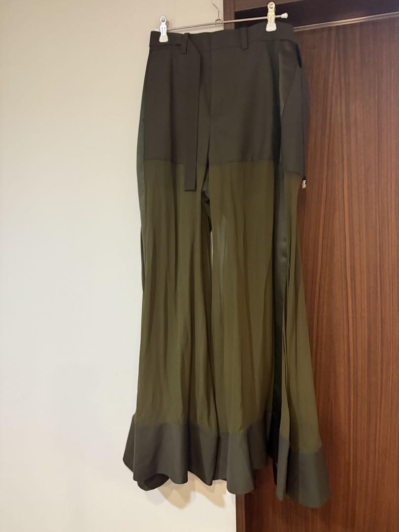 【関税・送料込】sacai サテンパネル シアー フラウィ パンツ 関税・送料込】sacai サテンパネル シアー フラウィ パンツ