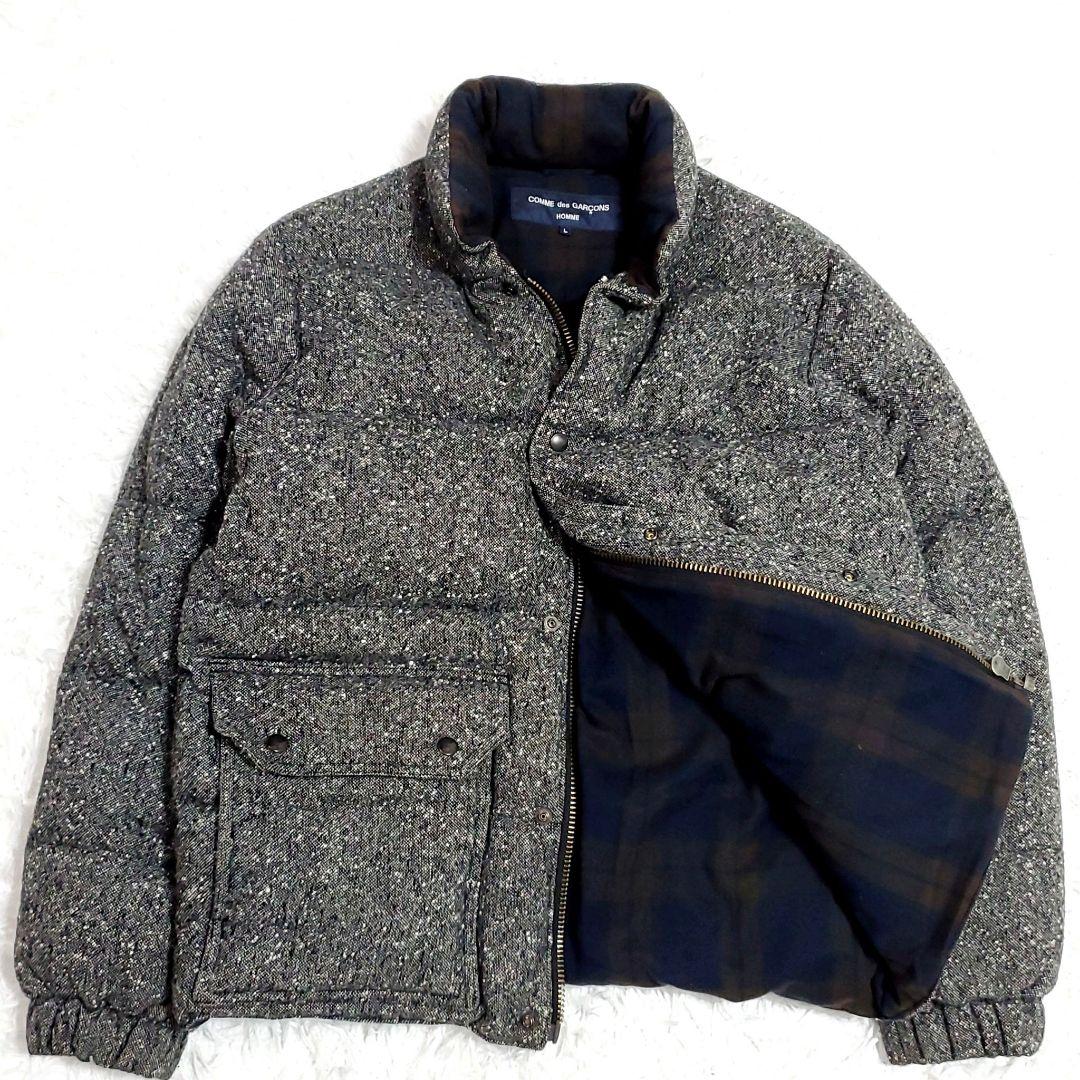 美品 L コムデギャルソン オム  ダウン ジャケット ウール ツイード ネップ 20,000円