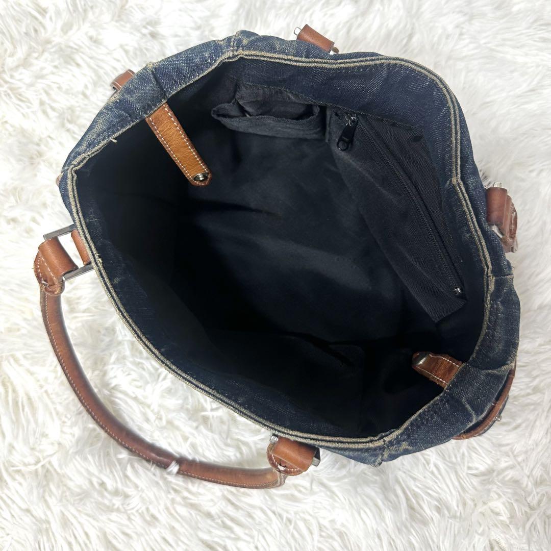 BURBERRY デニムトートバッグ 持ち手本革 ノバチェック