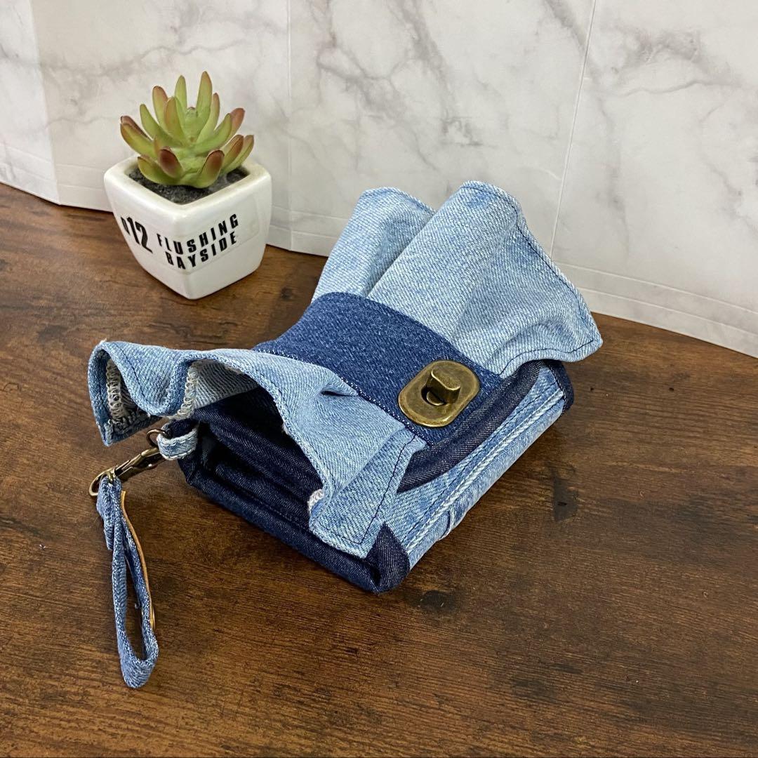 デニムリメイク【ショルダーバッグ＆コンパクト財布】サコッシュ ハンドメイド