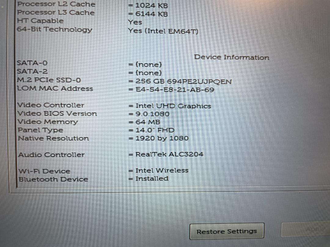 Windowsノート本体 Inspiron 14 5480/Core i5/8GB/256GB