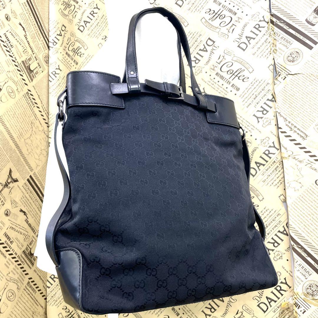 グッチ トート ショルダー バッグ GG キャンバス 黒 FT359 グッチ トート ショルダー バッグ GG キャンバス 黒 FT359