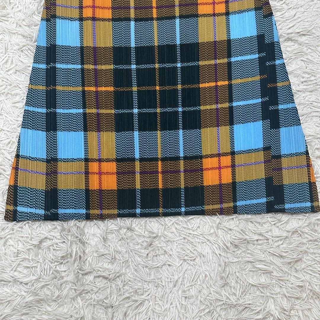 希少　PLEATS PLEASE ロングワンピース 4 PLEATS PLEASE チェック柄ロングワンピース サイズ4 大きい