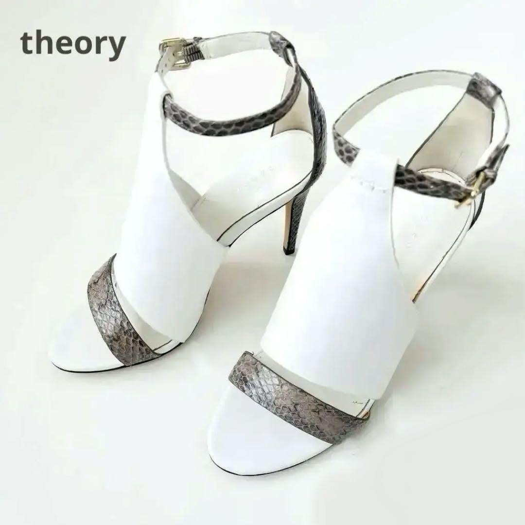 【 訳あり 】theory セオリー カーフレザー 本革 サンダル ２３.５