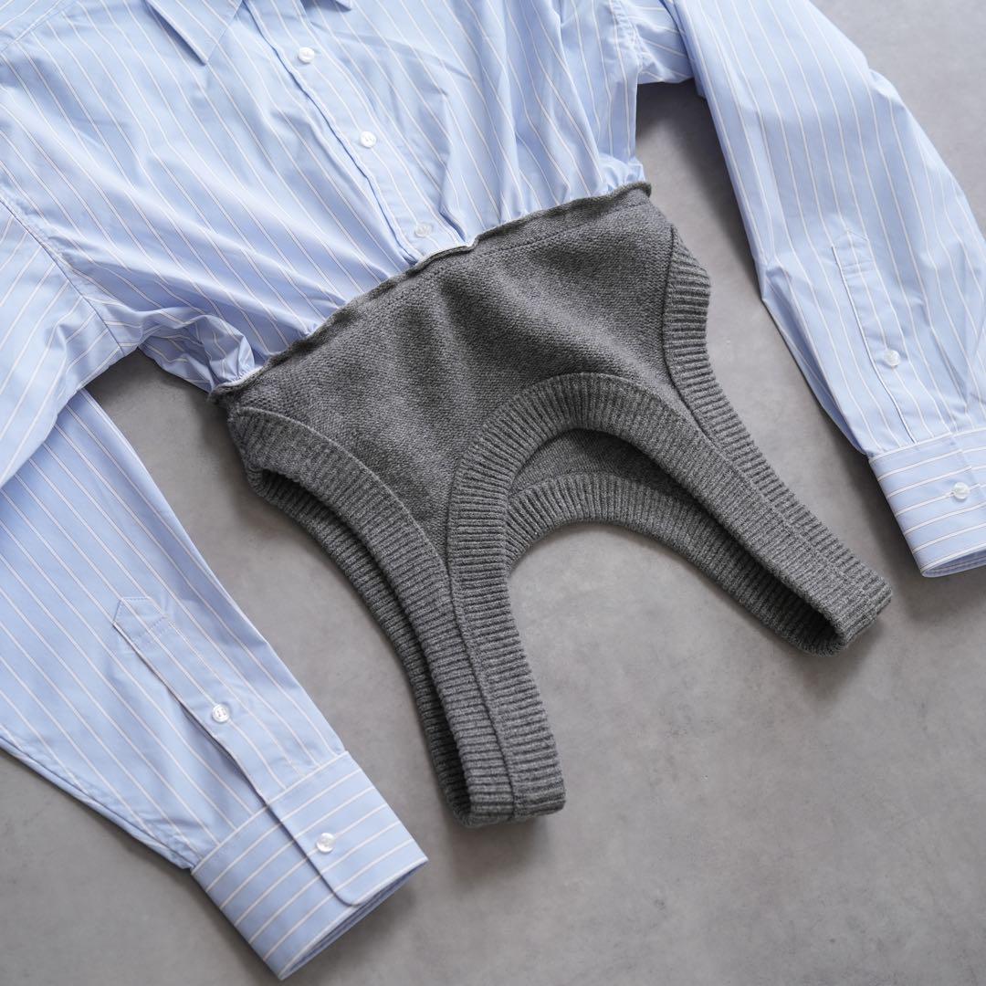 極美品 alexander wang.t ストライプシャツ ニットレイヤー XS