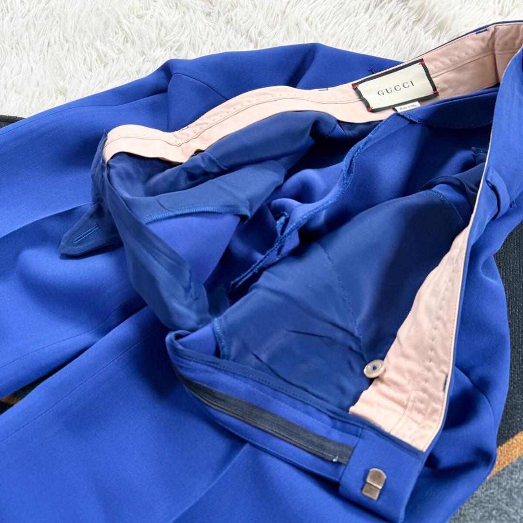 GUCCI 現行モデル スラックスワイドパンツ ウール シルク 40/Lフレア