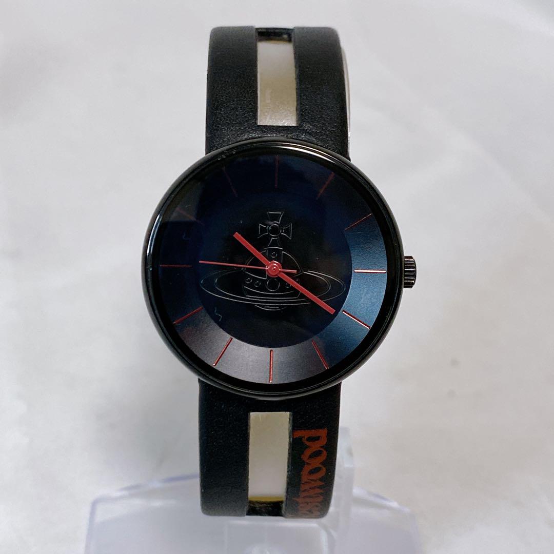 希少　Vivienne Westwood　腕時計　オーブロゴ　レザーバンド　黒