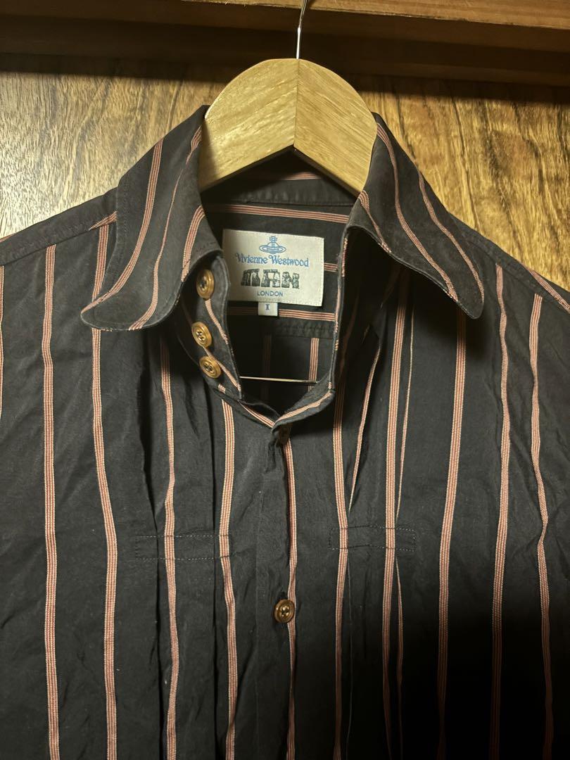 Vivienne Westwood 長袖シャツ S 黒とピンクのストライプ