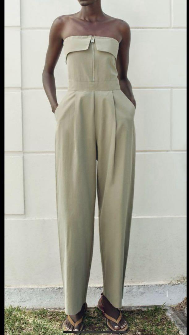 ZARA ジッパーストラップレスジャンプスーツ - メルカリ