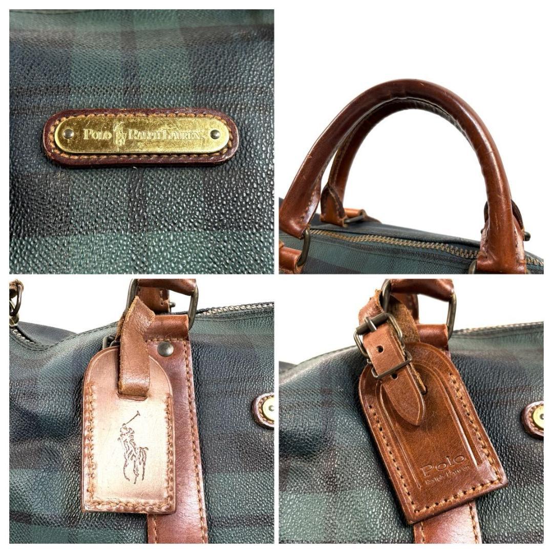 【美品】ポロ ラルフローレン 2way 大容量 ボストン グリーン ゴールド金具