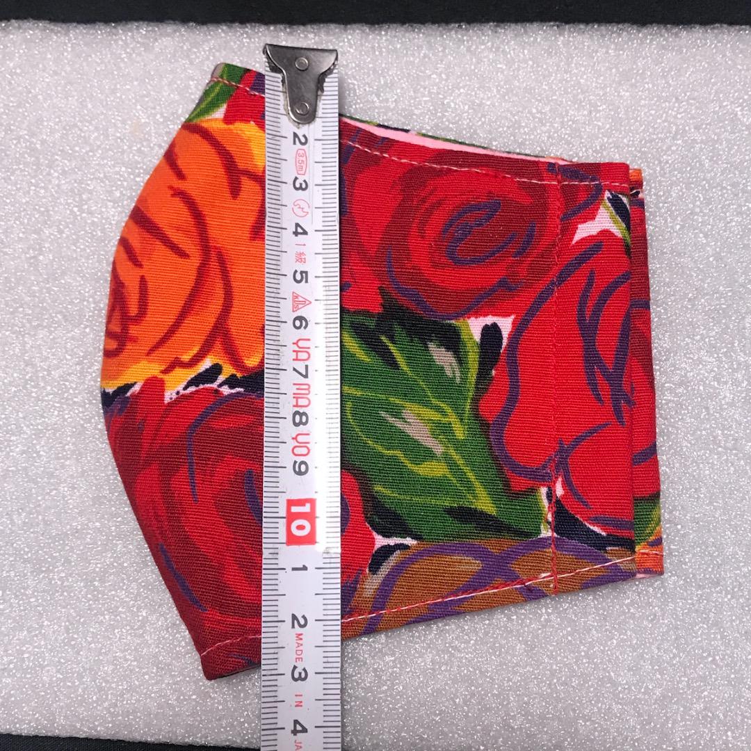 【赤い薔薇の柄】ハンドメイド 大人用 立体 インナーマスク 手作り