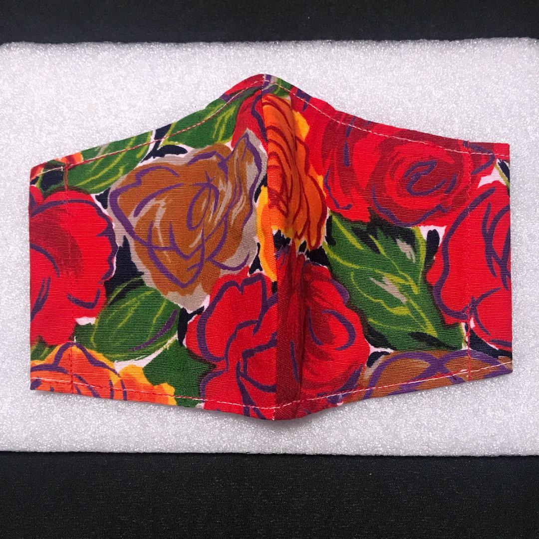 【赤い薔薇の柄】ハンドメイド 大人用 立体 インナーマスク 手作り