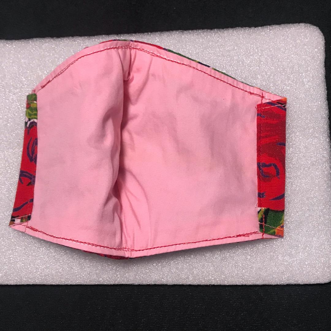 【赤い薔薇の柄】ハンドメイド 大人用 立体 インナーマスク 手作り