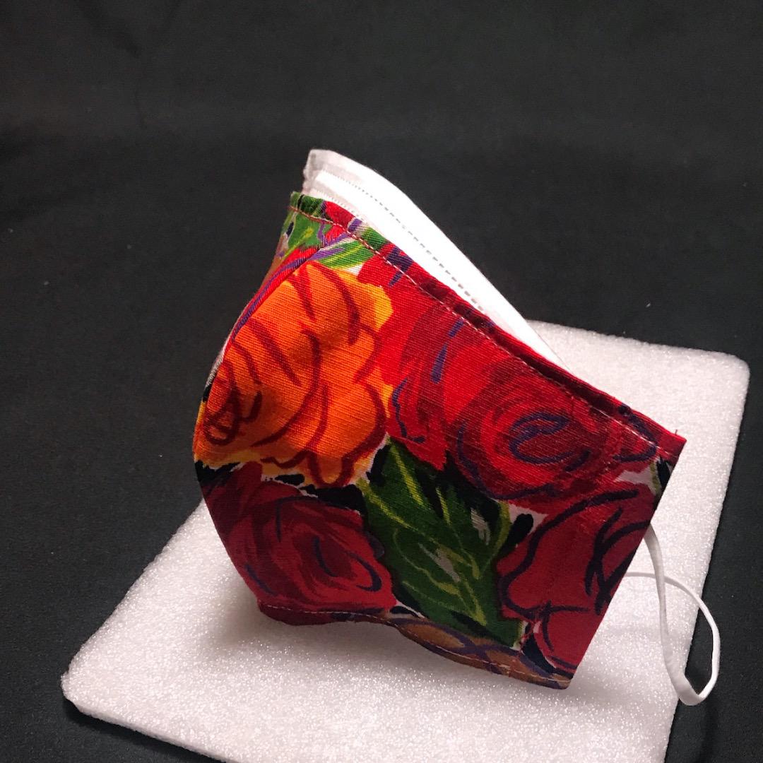 【赤い薔薇の柄】ハンドメイド 大人用 立体 インナーマスク 手作り