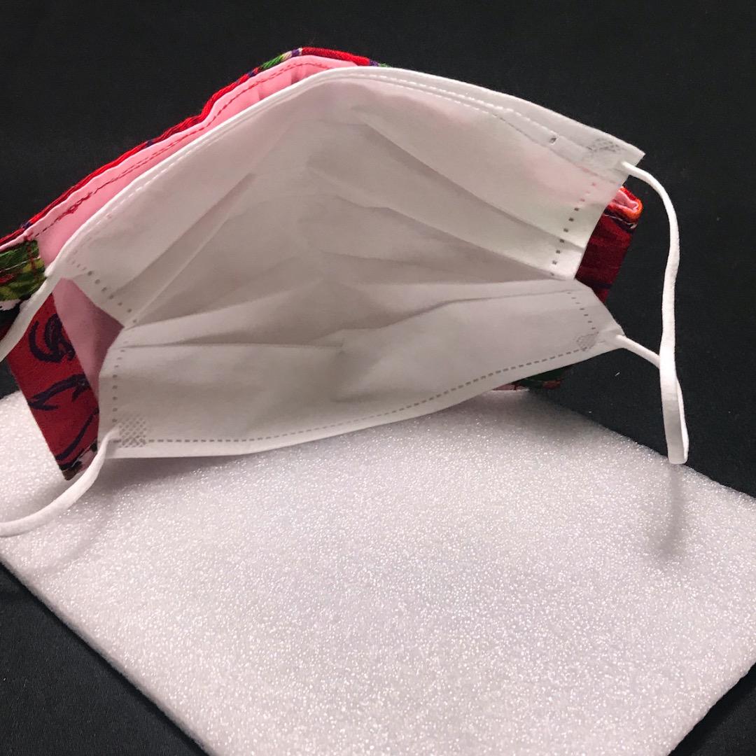 【赤い薔薇の柄】ハンドメイド 大人用 立体 インナーマスク 手作り