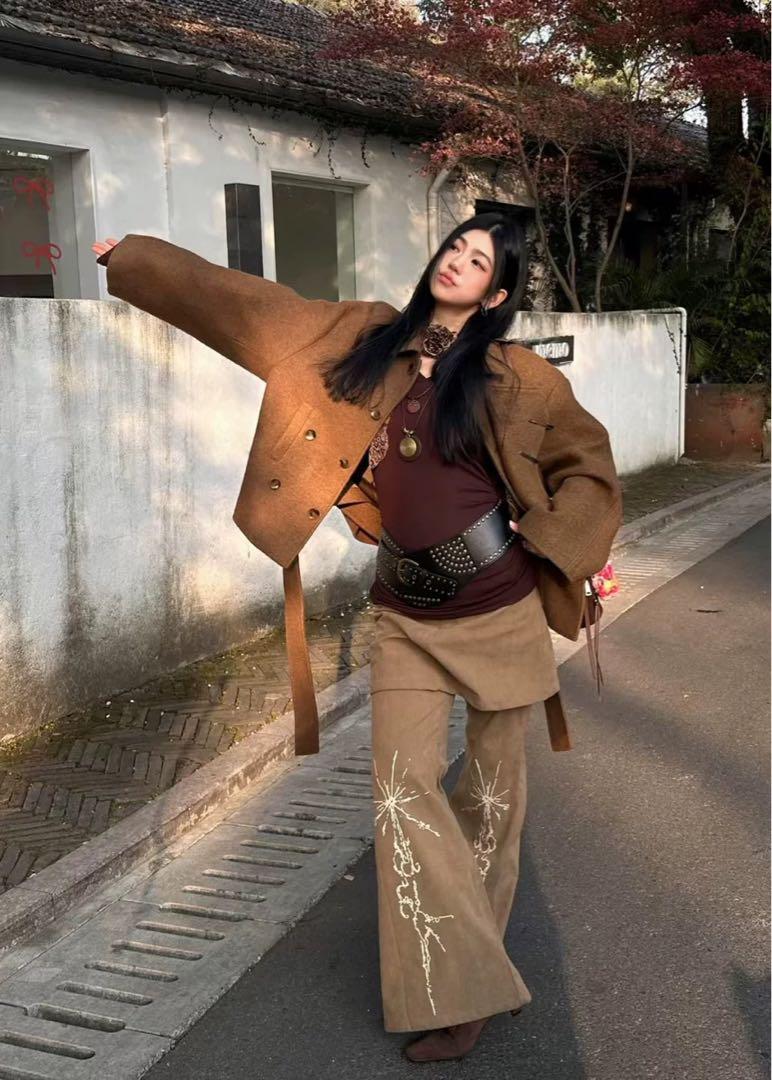 コーデュロイプリントフ スカートパンツ