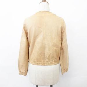 IENA イエナ ノーカラー ラムレザー ジャケット 羊革 ダークブラウン