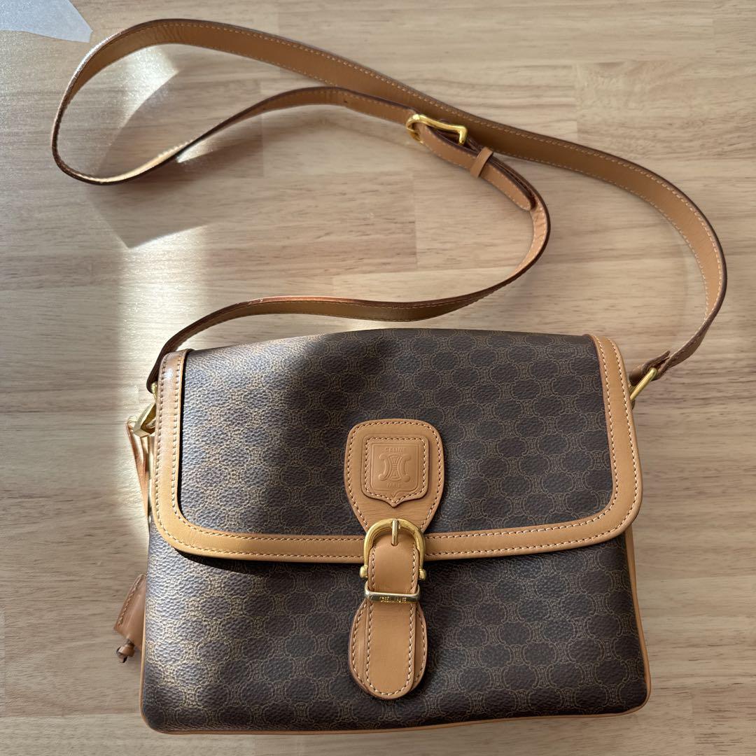【CELINE】セリーヌ レザー ショルダーバッグ ブラウン CELINE ブラウンレザーショルダーバッグ