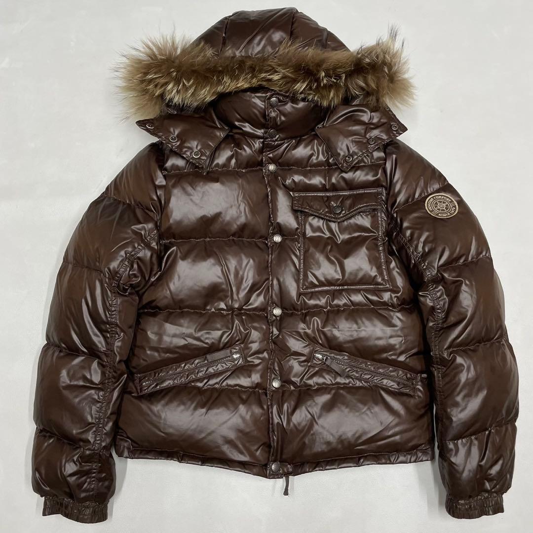 00s y2k お兄系 IKKA イッカ ダウンジャケット ファー 光沢M ikka