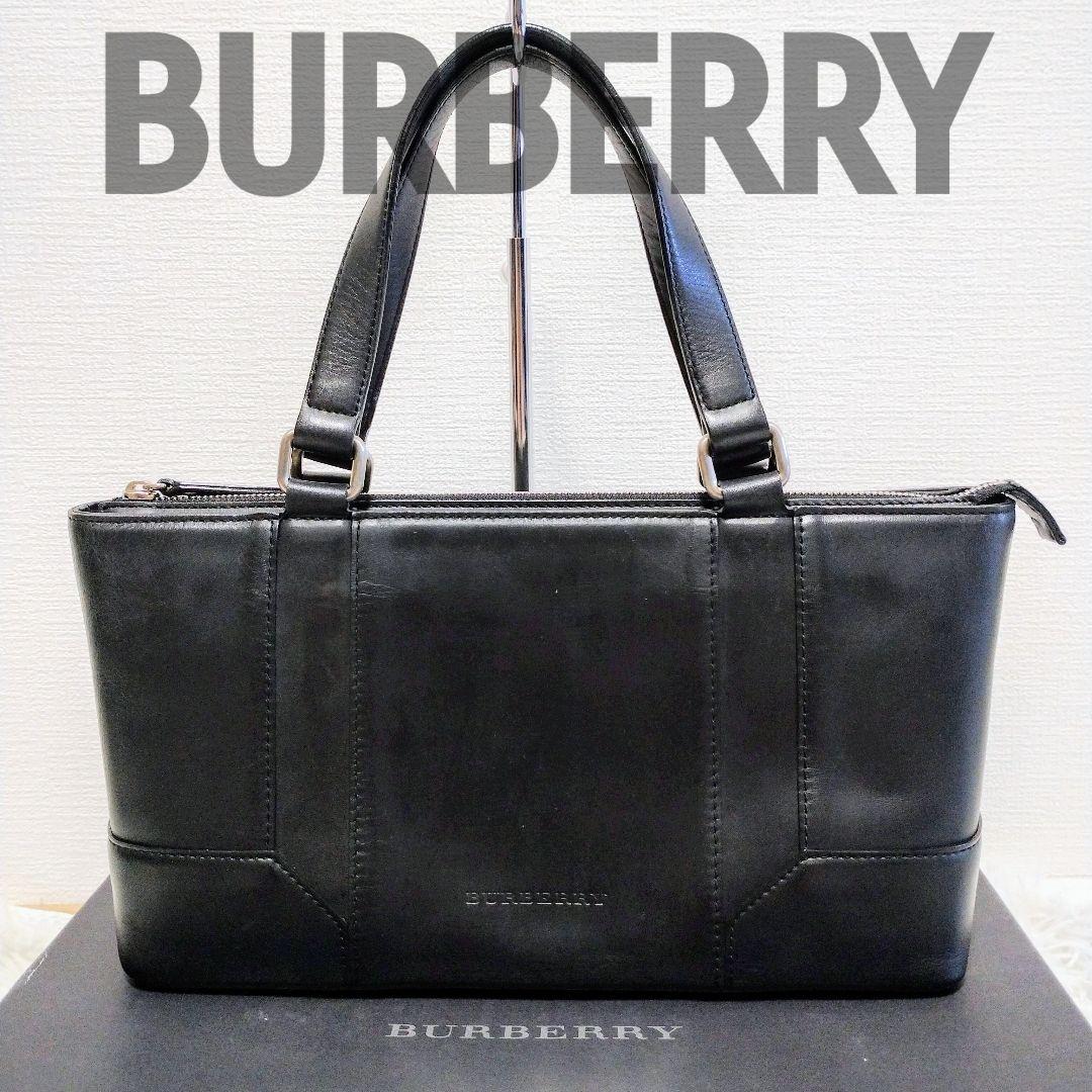 Burberrys バーバリーズ ハンドバッグ オールレザー ブラック 希少】バーバリー ハンドバッグ トートバッグ 牛革 オールレザー