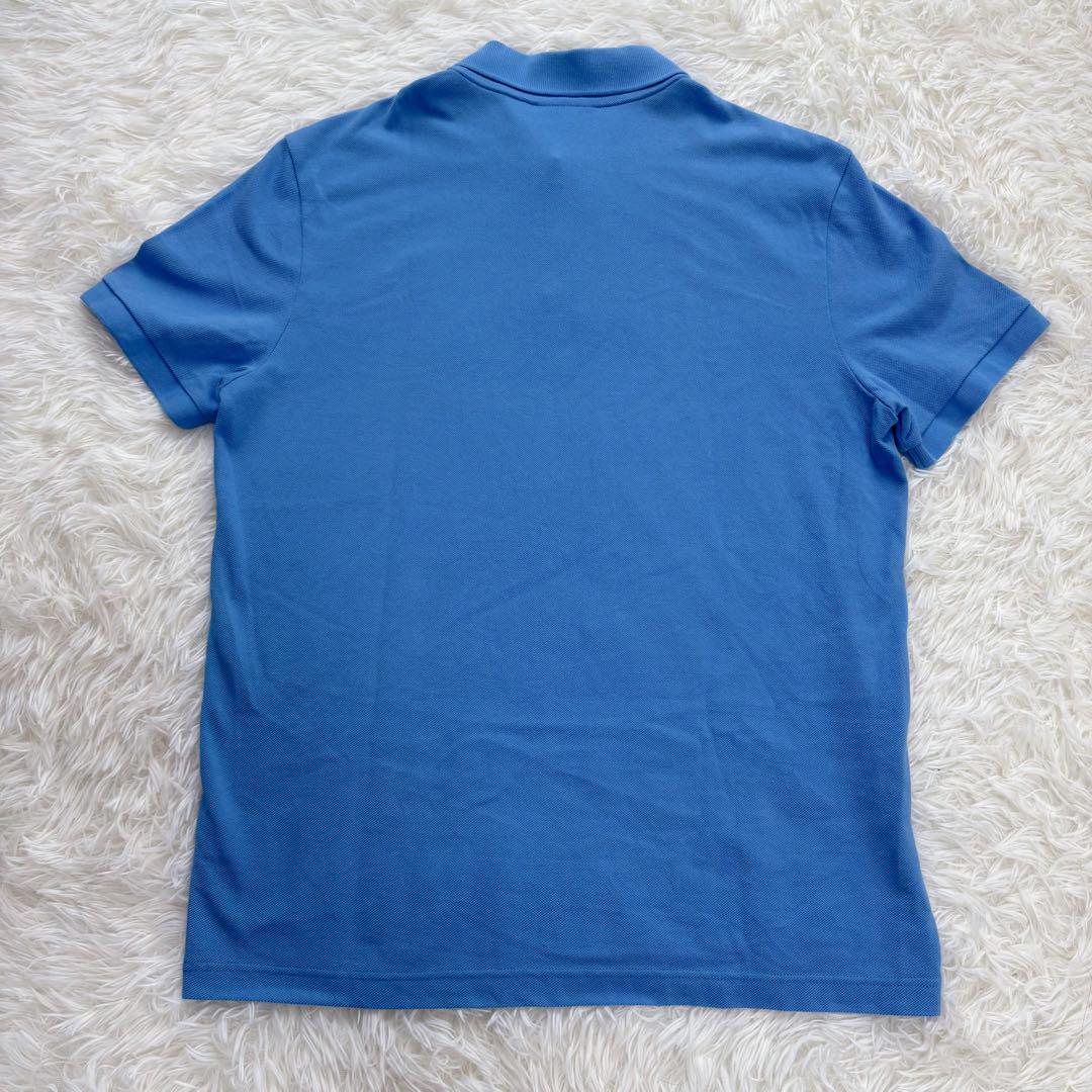 【美品/希少品】LACOSTE 大きいサイズ 半袖ポロシャツ テニスロゴ ブルー