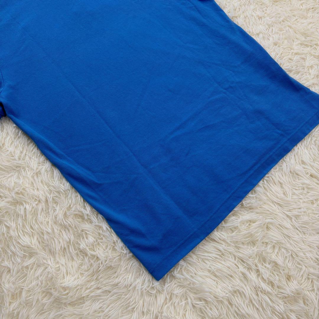 【美品/希少品】LACOSTE 大きいサイズ 半袖ポロシャツ テニスロゴ ブルー