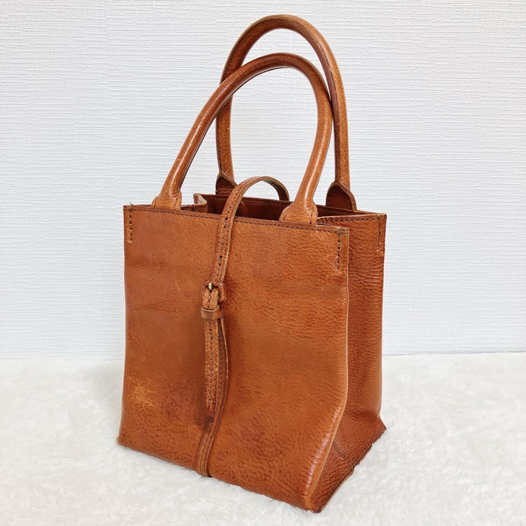 【美品】レザー製 genten トスカ ミニトート ハンドバッグ ヌメ革