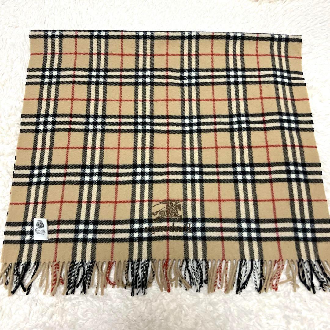【美品】バーバリー ノバチェック 大判 ホースロゴ ウール ストール