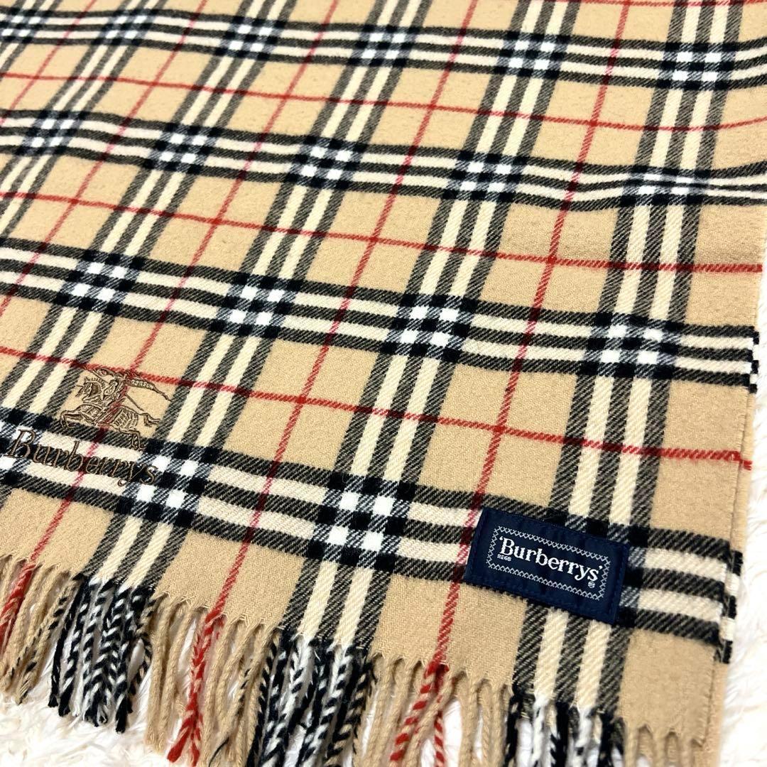 【美品】バーバリー ノバチェック 大判 ホースロゴ ウール ストール